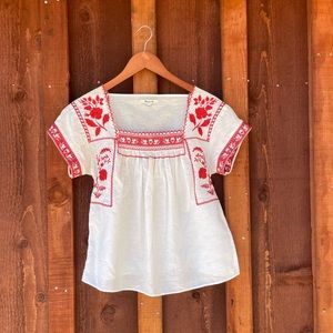 Madewell Embroidered Floral Mexican Top